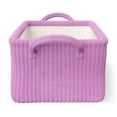 thumbnail image 3 of Mainstays Kids Medium Purple Ribbed Corduroy Fabric Storage Basket with Handles, 3 of 5