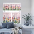 thumbnail image 6 of Kitchen Window Curtains Valance and Tier Set, Watercolor Flowers Tulips Butterflies Rod Pocket Tier Curtain Valance Set, Geometric Striped Light Filtering Cafe Curtains for Bedroom Living Room, 6 of 9