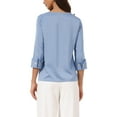 thumbnail image 3 of INSPIRE CHIC Satin Blouse for Women Dressy Casual Boat Neck 3/4 Sleeve Work Shirt M Blue, 3 of 6