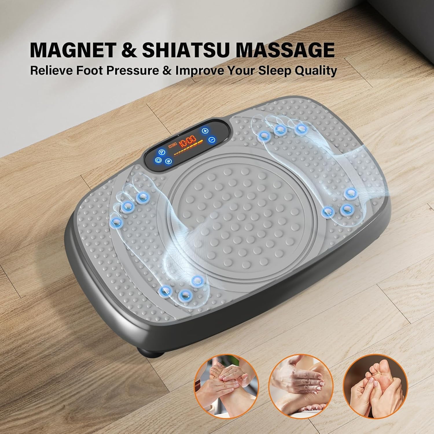 Vibration Plate Exercise Machine: TISSCARE Whole Body Workout Vibrating Platform for Home Fitness and Muscle Toning - Gray