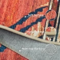 thumbnail image 3 of 4'x6' Area Rugs for Living Room, Machine Washable Non-Slip Carpet, Soft Faux Wool Low Pile Moroccan Farmhouse Western Rug, Brick Red, 3 of 5