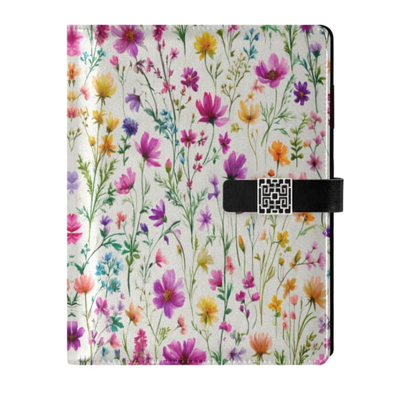 Leather Planner Leather Notebook Notebook Journal Binder Design Pen Pocket Design Convenient for Storage Dense Mixed Wildflowers
