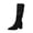 Black, variant on Women's Slouchy Knee-High Chunky Heel Boots | 3-in Block Heel,Faux Suede Slouch Pull-on,Side Zipper,Pointed Toe,Comfortable Fall Winter Boots for Women