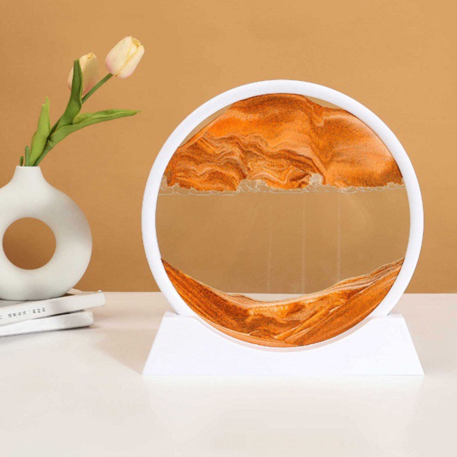 Zeceouar Items for Home Moving Sand Art Picture W/Decor Lamp Sand Art Liquid Motion-Round Glass Deep Sea Sandscape Display Flowing Sand Frame W/Light Relaxing 50ml