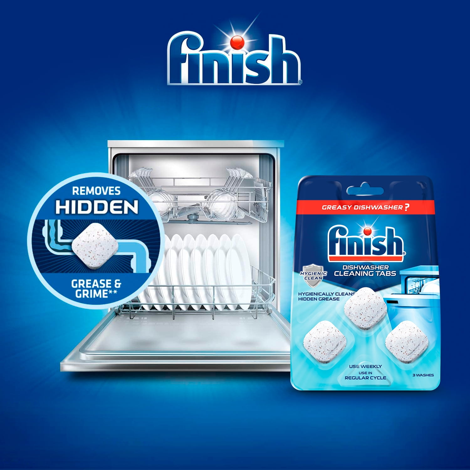 Finish In-Wash Dishwasher Cleaner, 4 Count