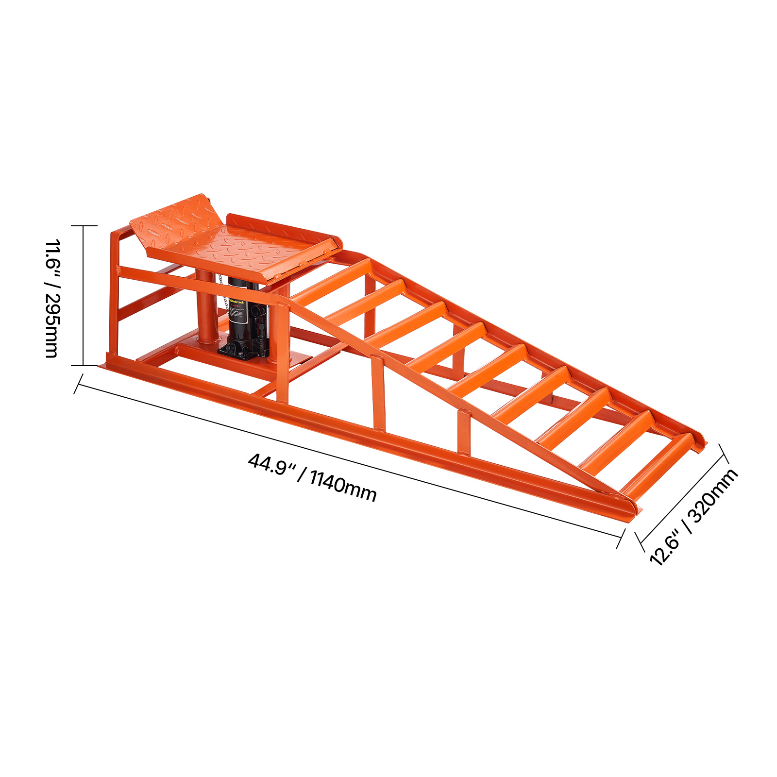 KFFKFF 2 PCS 5T Hydraulic Car Ramps, 11000 lbs Capacity, 10-14.2 Inch Lift Range, 4-Stage Height Adjustable,Heavy-Duty Vehicle Ramps for Garage Maintenance, Oil Changes, and Auto Repairs