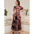 thumbnail image 2 of VEPKUL Summer Casual Bohemian Dresses for Women 2025 Short Sleeve Long Maxi Dress with Pockets Flower24_4X, 2 of 7