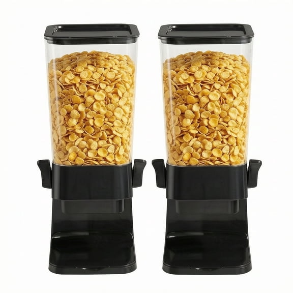 Liwantech Cereal Dispenser Countertop 5.5L, 2 Pack Airtight Food Storage Containers with Lids, Dry Food Dispenser for Pantry Organization, BPA Free Cereal Storage Containers for Kitchen (Black)