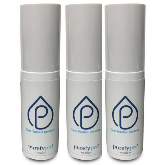 Purefypro Disinfectant Travel Spray (1.7oz, 3 Pack) Eliminate 99.9999% Virus and Germs. No Residue. TSA Approved for Safe Travel. No Rinse. Hospital Grade. Suitable for All Surfaces.