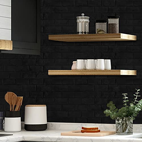 3D Wall Panels Stick and Peel, Black Brick Printable 3D Wallpaper