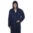 thumbnail image 4 of Mens 100% Terry Cotton Toweling Bathrobe Dressing Robe Hooded Navy XXL, 4 of 8