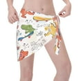 thumbnail image 3 of Kll Dinosaur Listening To Music Print Women'S Sarong Coverups Short Bathing Suit Wrap Skirt Beach Wrap Swimsuit Cover Ups, 3 of 7
