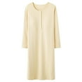 thumbnail image 1 of WUANDIXFA Robe de Maternité à Manches Longues Pyjama de Maternité Allaitement Coton Manches Longues Robe à Ouverture devant Vêtements de Maison Pyjama Prénatal Post-Partum Jaune Pâle,m, 1 of 6