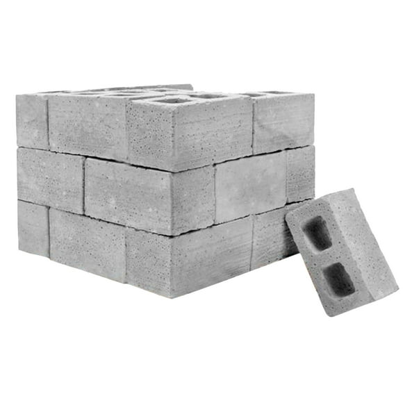 Juego de ladrillos de cemento a escala 1:12 - 32 piezas de bloques de construcción grises con paleta de madera - para mini murales, jardineras y escritorios de bricolaje - Educativos y decorativos