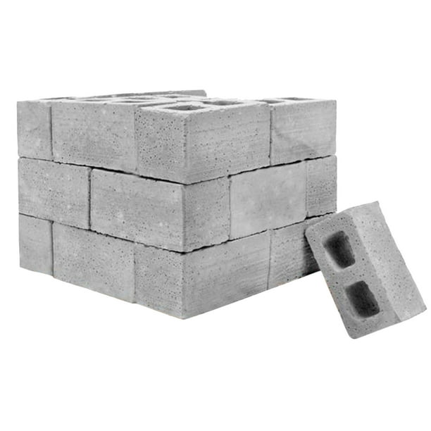 Juego de ladrillos de cemento a escala 1:12 - 32 piezas de bloques de construcción grises con paleta de madera - para mini murales, jardineras y escritorios de bricolaje - Educativos y decorativos
