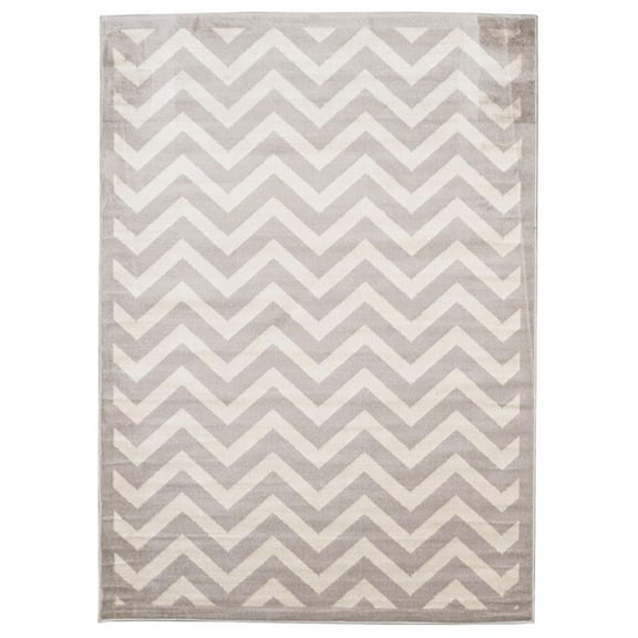 Riverbay Furniture Transitional Polypropylene 8'x10' Rug in Ivory and Gray