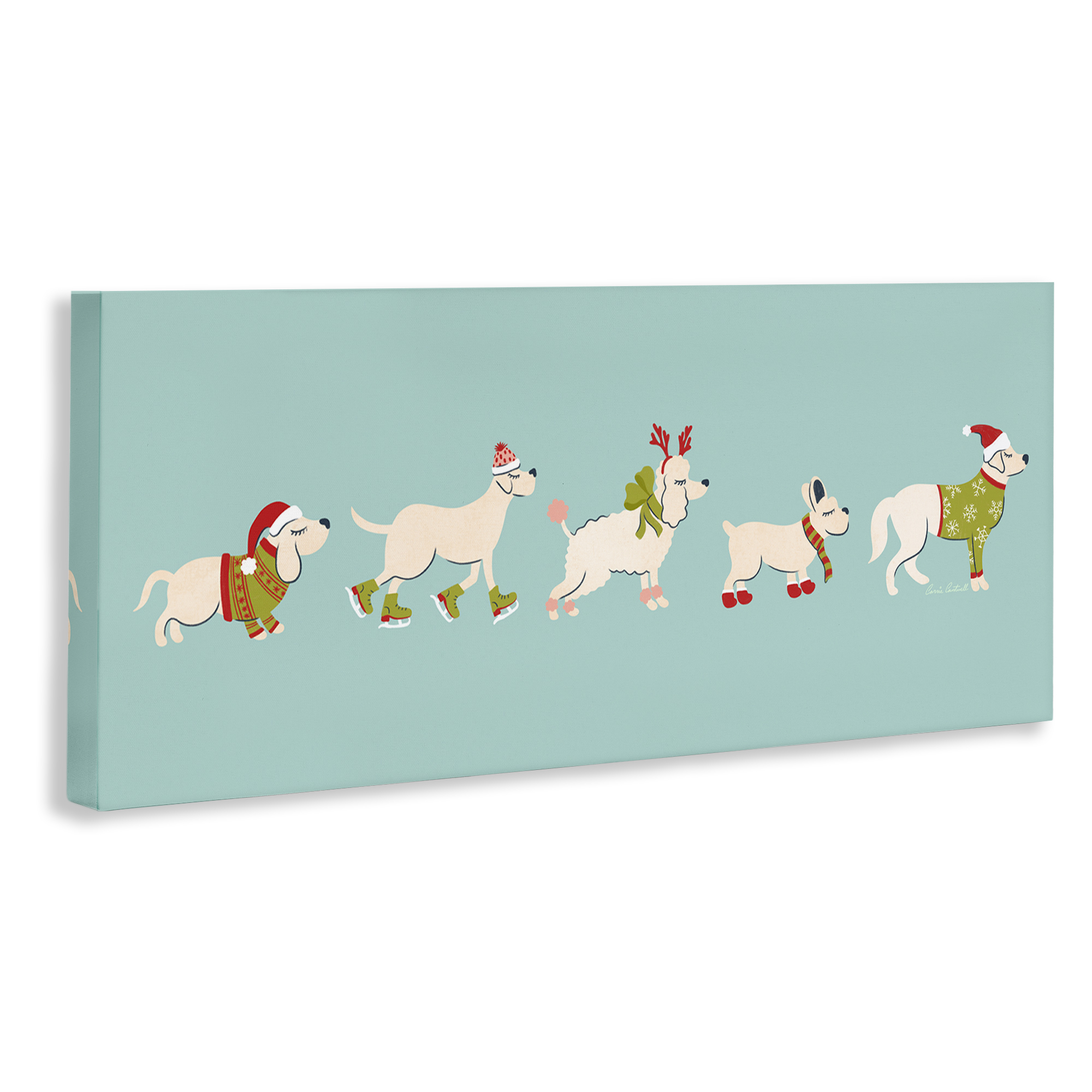 Stupell Industries Festive Dog Breeds Holiday Painting Gallery Wrapped Canvas Art Prints Wall Art, 40 x 17