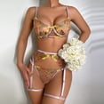thumbnail image 2 of Conjunto de lencería sexy seductora con perspectiva sexy y bordado de flores de encaje con anillo para las piernas para mujer, 2 of 6