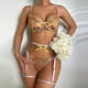 thumbnail image 3 of Conjunto de lencería sexy seductora con perspectiva sexy y bordado de flores de encaje con anillo para las piernas para mujer, 3 of 6
