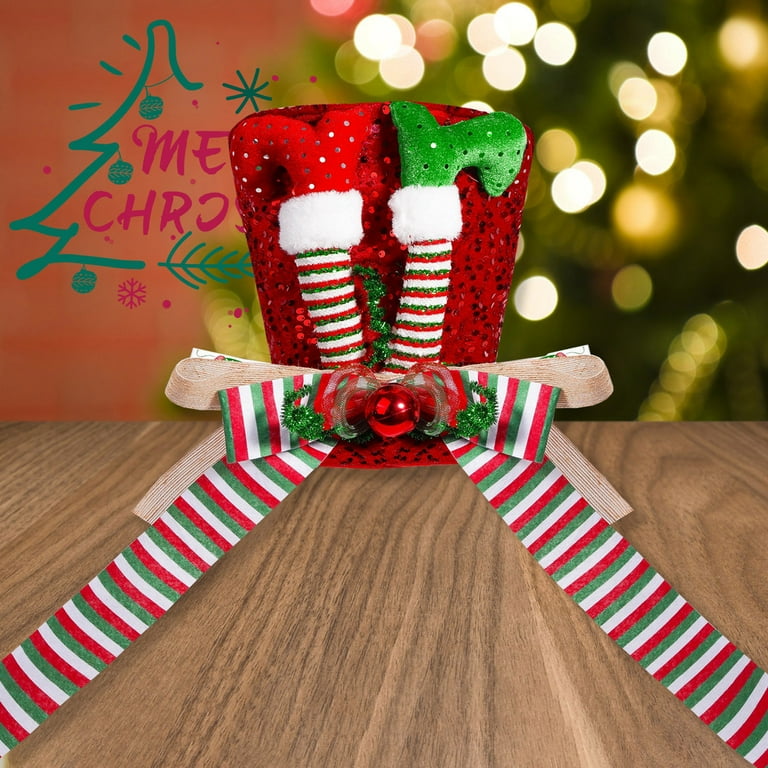 Elf Leg Christmas Tree Topper,Red Tree Topper with Elf Legs and