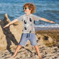 thumbnail image 3 of FORMRS Boys Rash Guard Short Sleeves Swim Shirt Quick Dry UPF 50+ Sun Protection, Sizes 3-12T, Gray Cartoon Pattern, 3 of 6