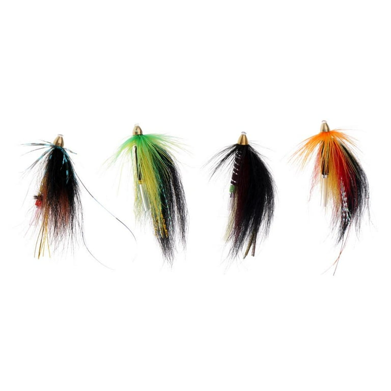 4Pcs Hand-tied Artificial Feather Tube Flies Artificial Fly Fishing Flies  Saltwater Colorful