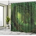 thumbnail image 4 of Floral Shower Curtain, Tulip Petals with Butterflies and Spring Blossom Swirls Nature Beauty Image, Cloth Fabric Bathroom Decor Set with Hooks,, Lime Green, 4 of 4