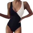 thumbnail image 1 of Gibobby Trajes de Natación para Mujer Trajes de baño con escote en V profundo para mujer Traje de baño sin espalda con volantes Traje de baño adelgazante(Blanco,M), 1 of 5