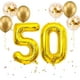 thumbnail image 1 of Globos con números 50/05 años, globo dorado con texto en inglés "Feliz cumpleaños", dorado, XXL, 101 cm, decoración de cumpleaños, globo decorativo con números para cumpleaños, globo de helio, 1 of 7