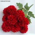 thumbnail image 3 of 9 Heads Artificial Flowers Ball chrysanthemum Hydrangea Home decor Green Plant Bouquet Bridal Bouquet DIY Wedding Decoration, 3 of 5