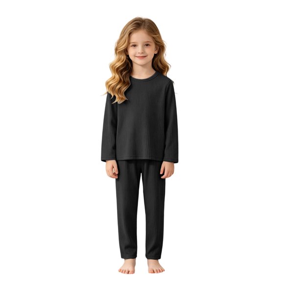 Quealent Baby Boys Girls Pajama Set Kids Toddler Snug fit Ribbed Sleepwear pjs for Daily Life Style Loungewear (Black, 3-4 Years)