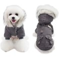 thumbnail image 1 of Zhuge Gabardina con capucha cálida para perros, chaqueta tipo parka cortavientos para clima frío (talla S, gris y negro), 1 of 5