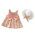 thumbnail image 2 of Baby Girl Clothes 1-4 Years Princess Big Bowknot Floral Print Cute Sleeveless Tank Dress Toddler Summer Outfit (100, Pink), 2 of 7