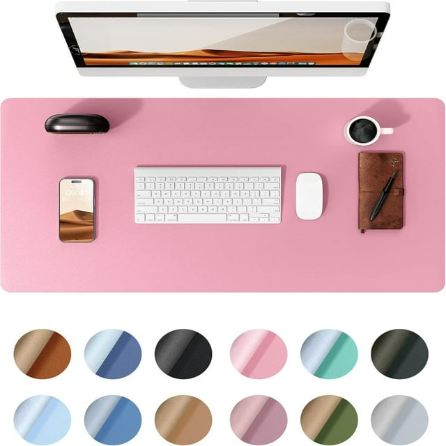 QJUHUNG 23.6” x 13.8” Leather Desk Pad Protector Office Desk Large Mouse Pad Non-Slip PU Leather Desk Blotter Laptop Desk Pad Waterproof Desk Writing Pad for Office and Home