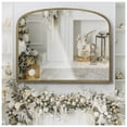 thumbnail image 6 of Wemily Antique Gold Arched Wall Mirror - 36"x28" with Metal Beaded Frame | Decorative Accent Mirror for Fireplace, Bedroom, Living Room, Dresser, Mantle, 6 of 8