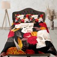 thumbnail image 1 of Ropa de cama de Halloween Cráneo y Rosas Negro Funda Nórdica Juego de colcha gótica Dormitorio, 1 of 4