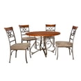 thumbnail image 4 of Linon Hamilton 5 Piece Cherry Wood and Steel Dining Set in Matte Pewter & Bronze, 4 of 6