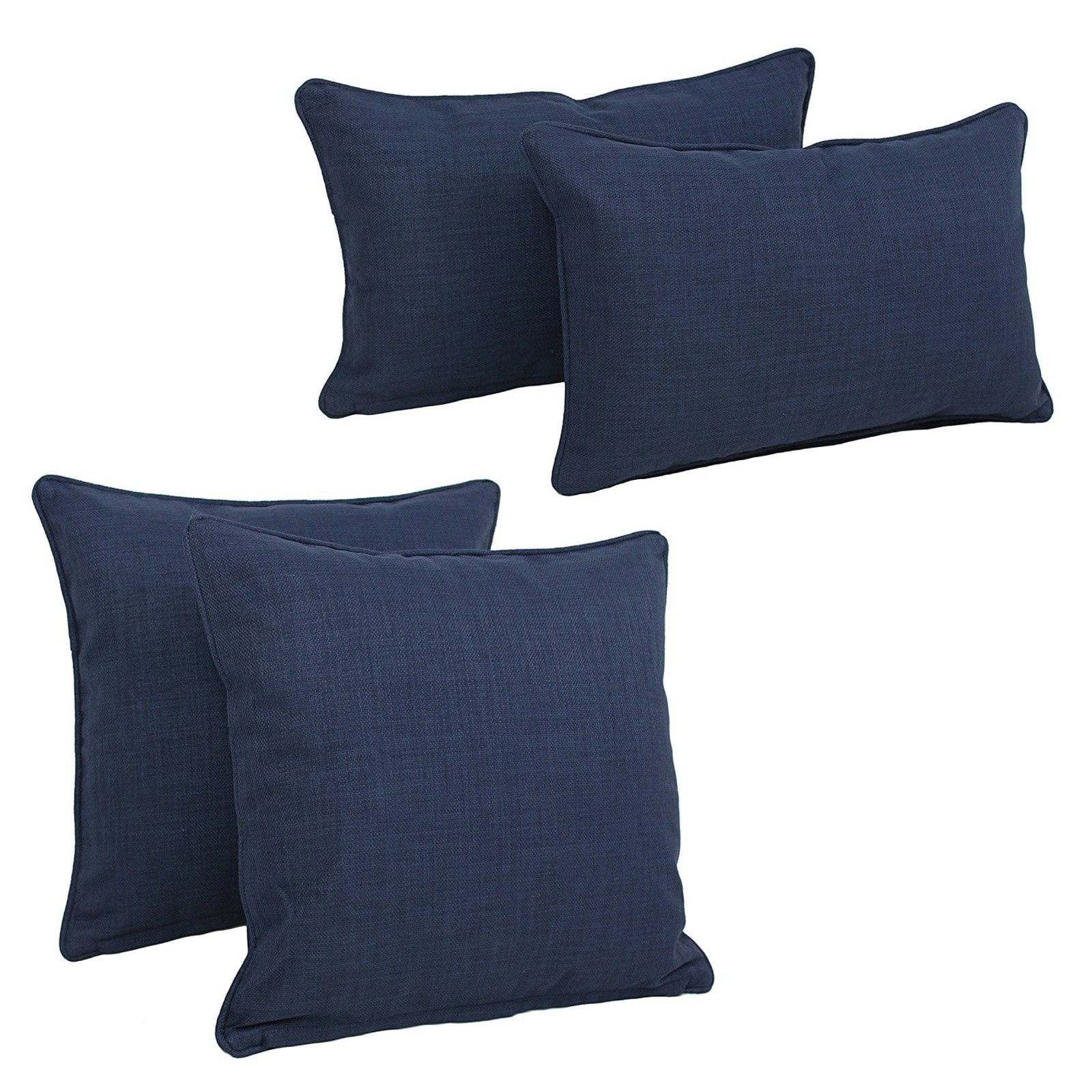 Blazing Needles 18” x 18” Aqua Blue Solid Polyester Decorative Pillows, Removable Cover (4 Count)