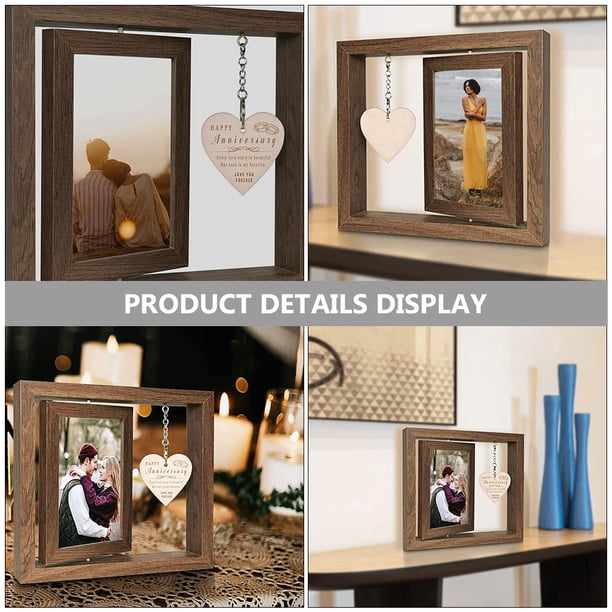 CAAGGMM Cadre Photo Double, 12,5 x 17,5 cm Cadre Photo Collage en Bois, Peut Contenir 2 Photos Cadre, Pour Mariage, Décoration Intérieure(Noir