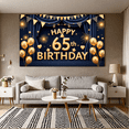 thumbnail image 6 of Golden Theme Banner Decorative Design 65th Birthday Party Backdrop for Adult Celebration Indoor Event, 6 of 9