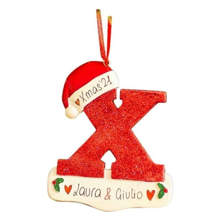

YIFU Personalized Letter Pendant with Bead Lanyard Acrylic Xmas Shiny A-Z Hanging Ornament Party Supplies