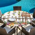 thumbnail image 6 of Thanksgiving Pumpkins Round Tablecloth, Fitted Table Cover with Elastic for 36"-44" Round Tables, Fall Leaves Country Wildflowers Fence Table Cloth Outdoor Indoor Dinning Party Waterproof Tablecloths, 6 of 7