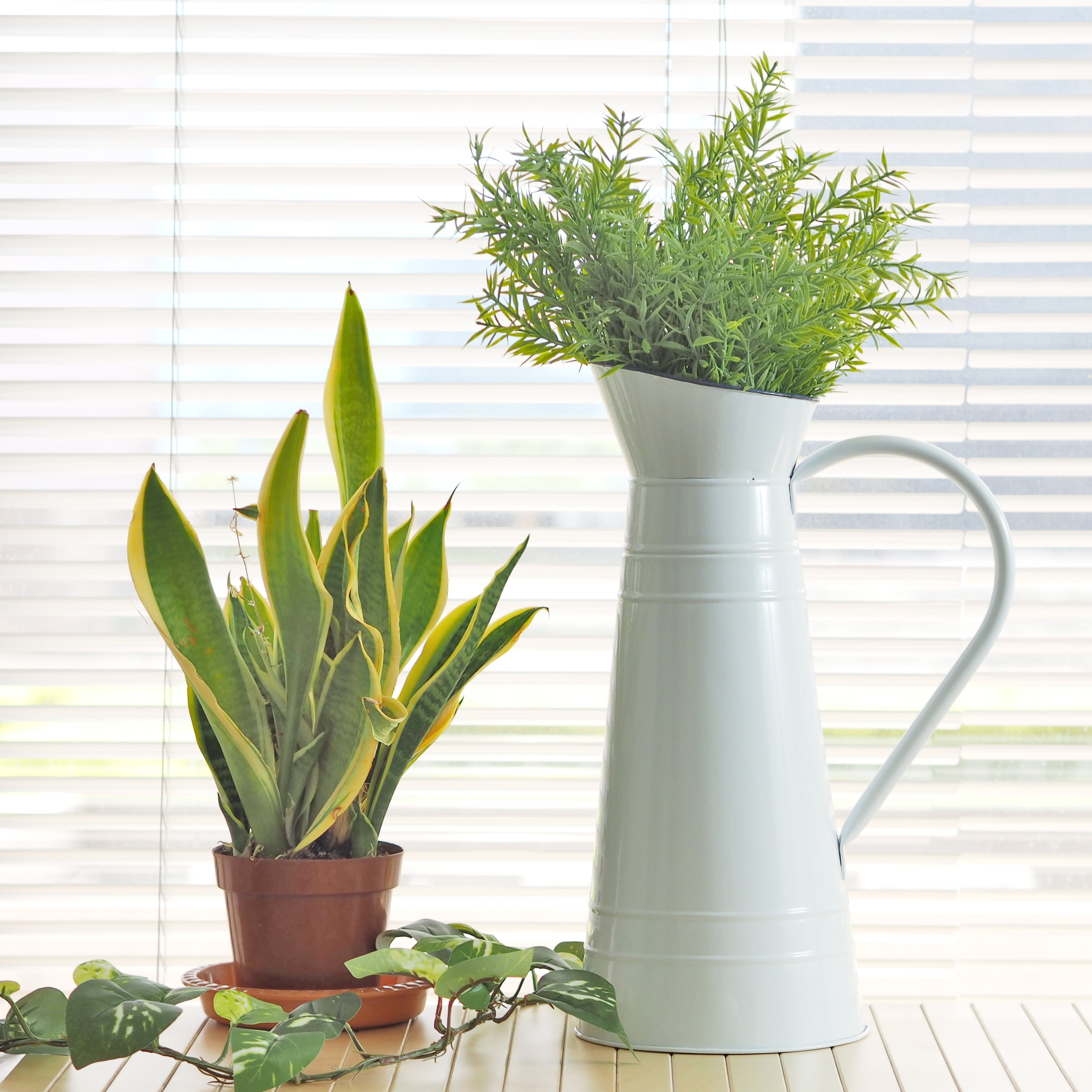 Mainstays Floral Iron Ceramic Pitcher, 15", White