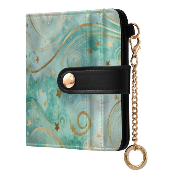 Womens Wallet PU Leather Bifold Small Purse with RFID Blocking Credit Card Holder Beautiful Swirling Lines