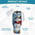 thumbnail image 4 of 30 oz Insulated Stainless Steel Tumbler Double Wall Stainless Steel Tumbler with 2-Way Drinking Christmas Scene with Snowman, 4 of 9