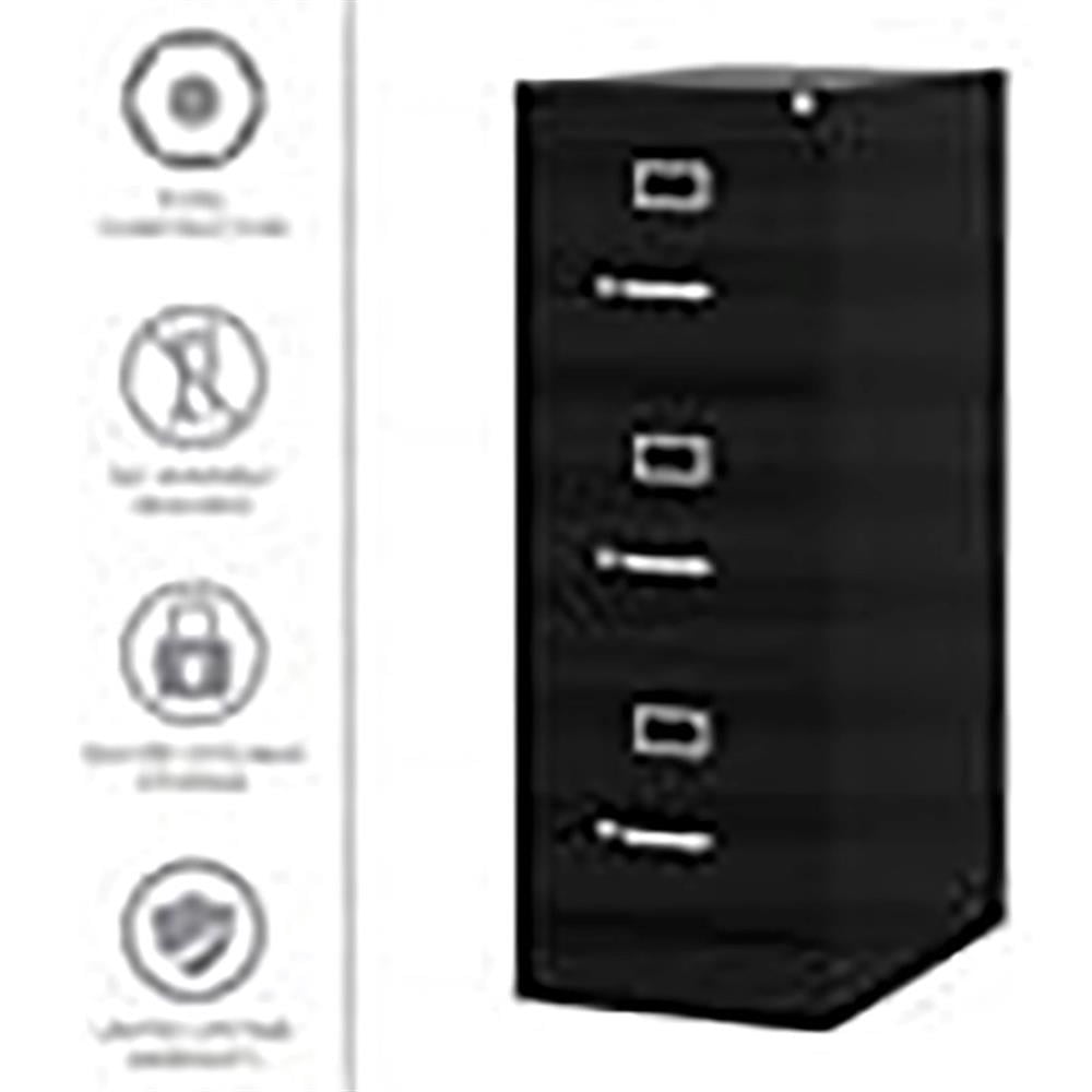 UrbanPro Metal Black Filing Cabinet Vertical Pre-Assembled 40.19"H x 15"W x 22"D
