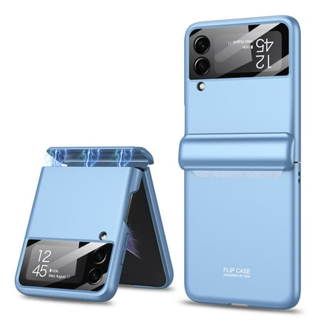 UUCOVERS Fit Galaxy Z Flip 4 5G Case Hinge Protection, Z Flip 4 Magnetic Case (2022), Ultra Thin 360-degree All-Inclusive Hinge Fliping Automatic Recovery Magnetic Suction Cover, Blue