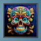 thumbnail image 1 of Pintura de diamante 5D DIY taladro redondo completo flor vena calavera decoración 40x40cm azul, 1 of 9