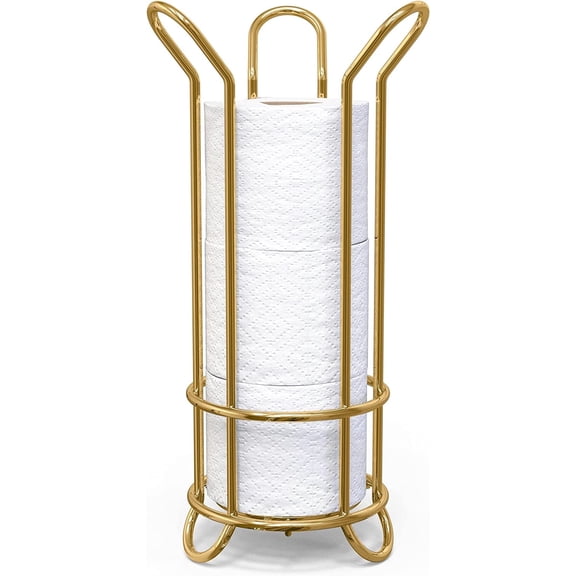 Brookstone Toilet Paper Holder, Holds Mega Rolls, Raised Base, Gold