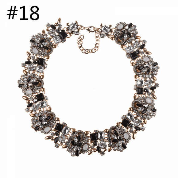 Black Crystal Rhinestone Statement Necklace, Vintage Chunky Chain Choker Collar Bib Statement Necklace Fashion Costume Jewelry Necklaces for Women